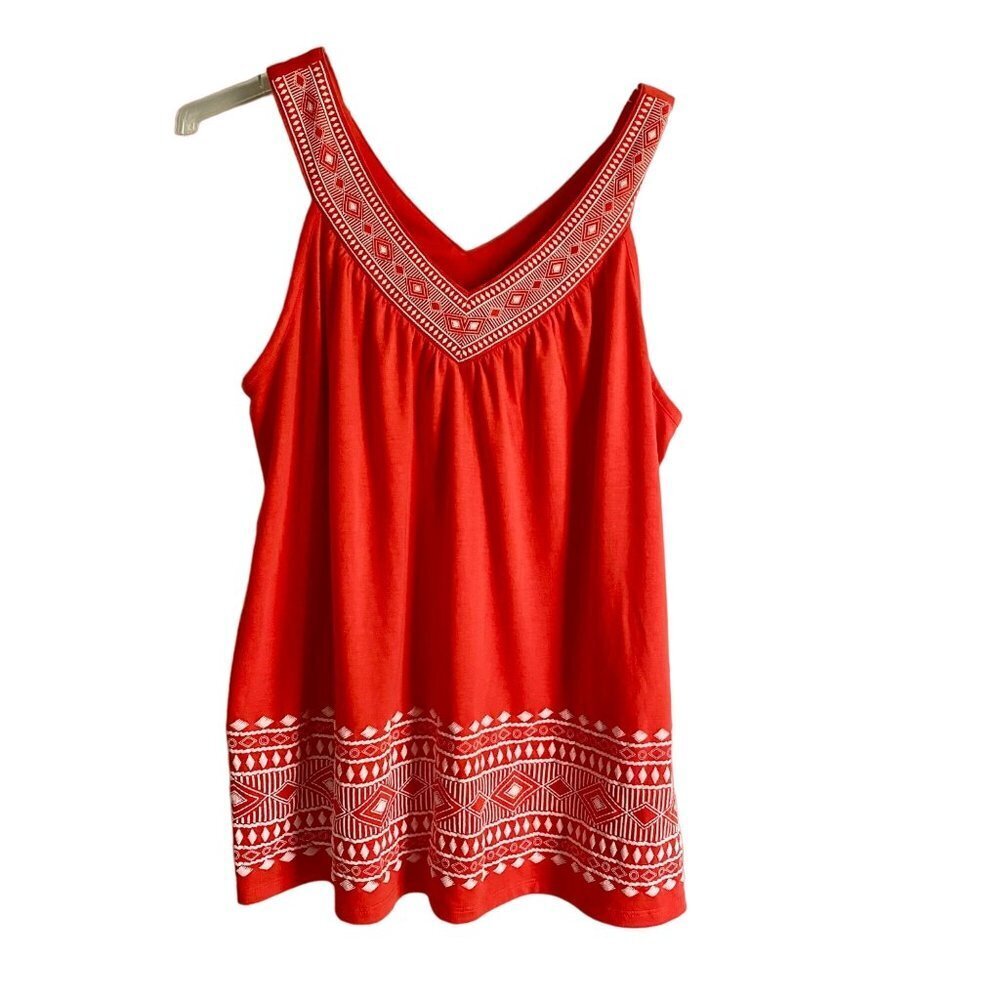 Absolutely Famous Orange and White Sleeveless Detailed Top Women's Medium NEW